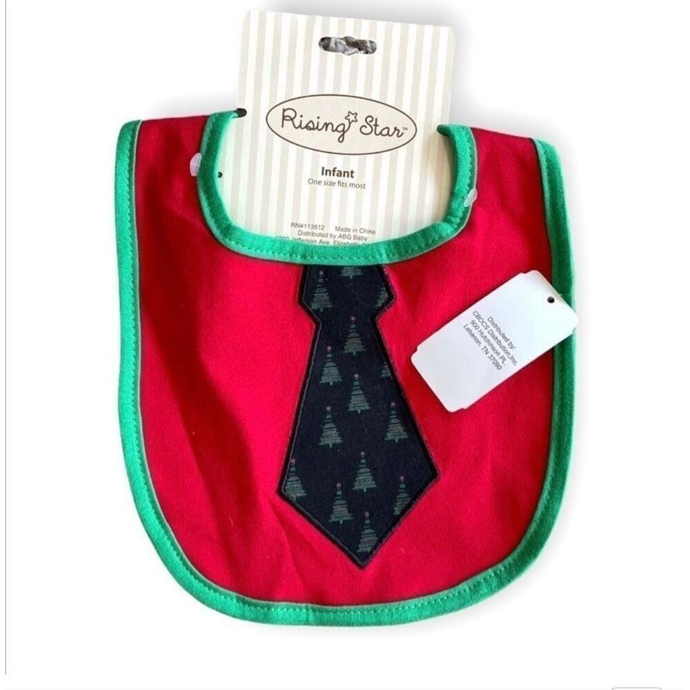 New Cracker Barrel Rising Stars Holiday Christmas Little Gentleman Tie Bib